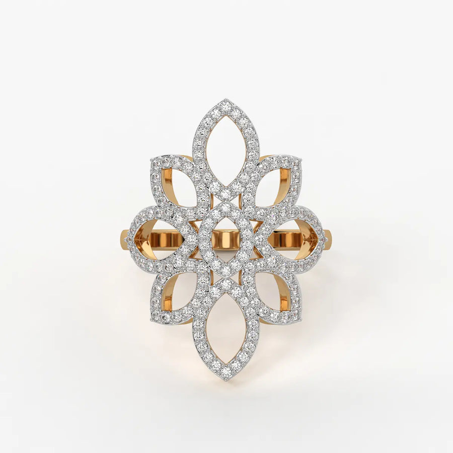 Floral Petal Cluster Ladies Ring