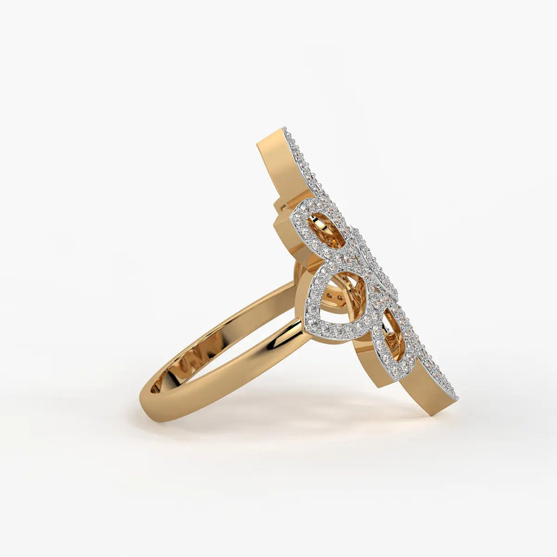 Floral Petal Cluster Ladies Ring