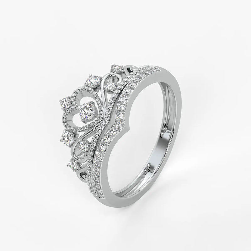 Crown Heart Halo Ladies Ring