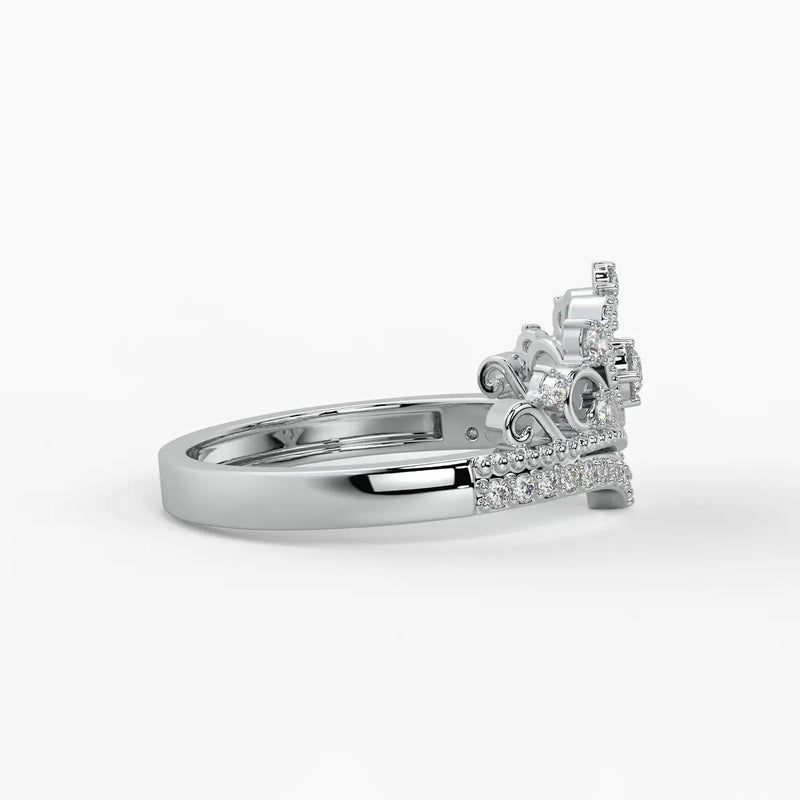 Crown Heart Halo Ladies Ring
