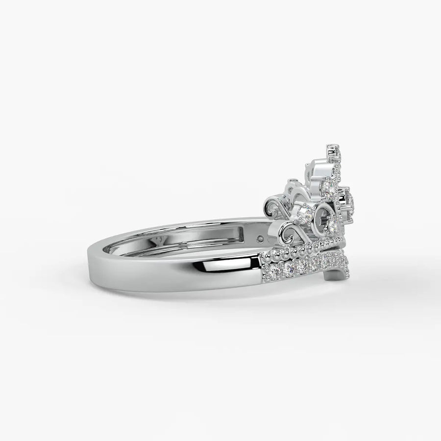 Crown Heart Halo Ladies Ring