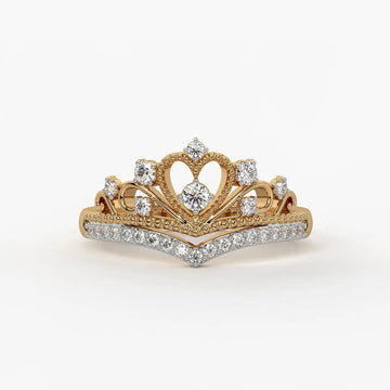 Crown Heart Halo Ladies Ring