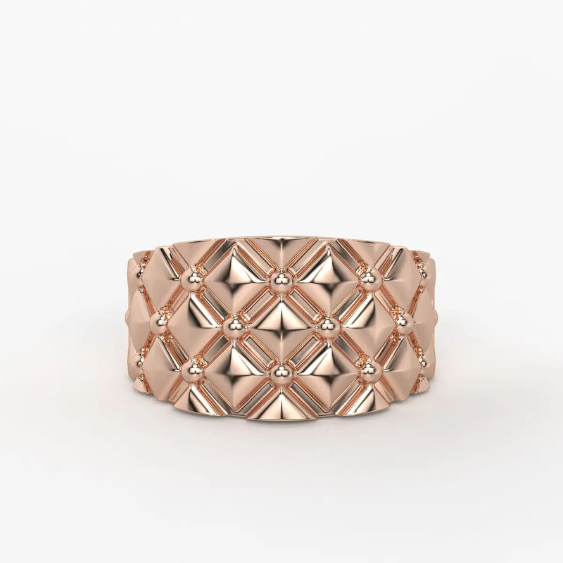 Geometric Quilt Statement Ladies Ring