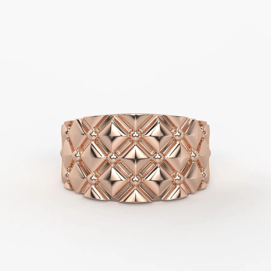 Geometric Quilt Statement Ladies Ring