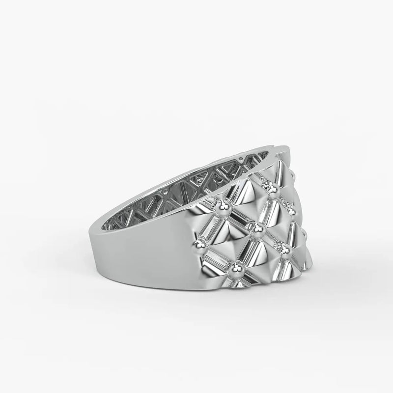Geometric Quilt Statement Ladies Ring