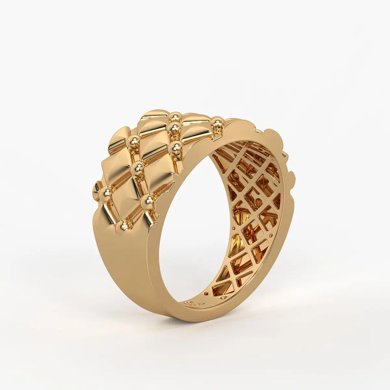 Geometric Quilt Statement Ladies Ring