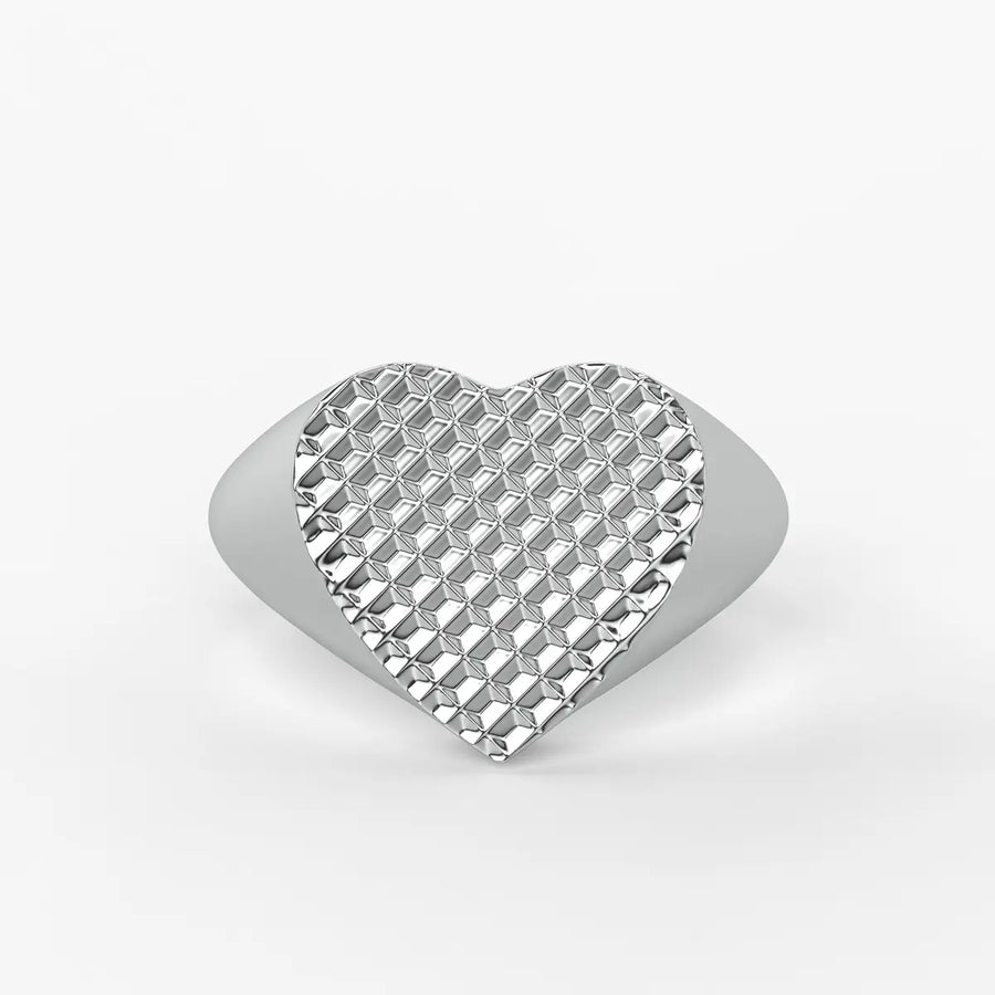 Avelisse Textured Heart Signet Ring