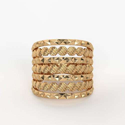 Rivet Stack Statement Ladies Ring