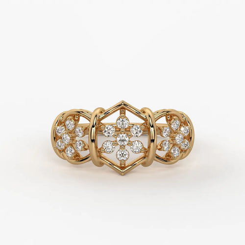 Celestara Floral Halo Statement Ring