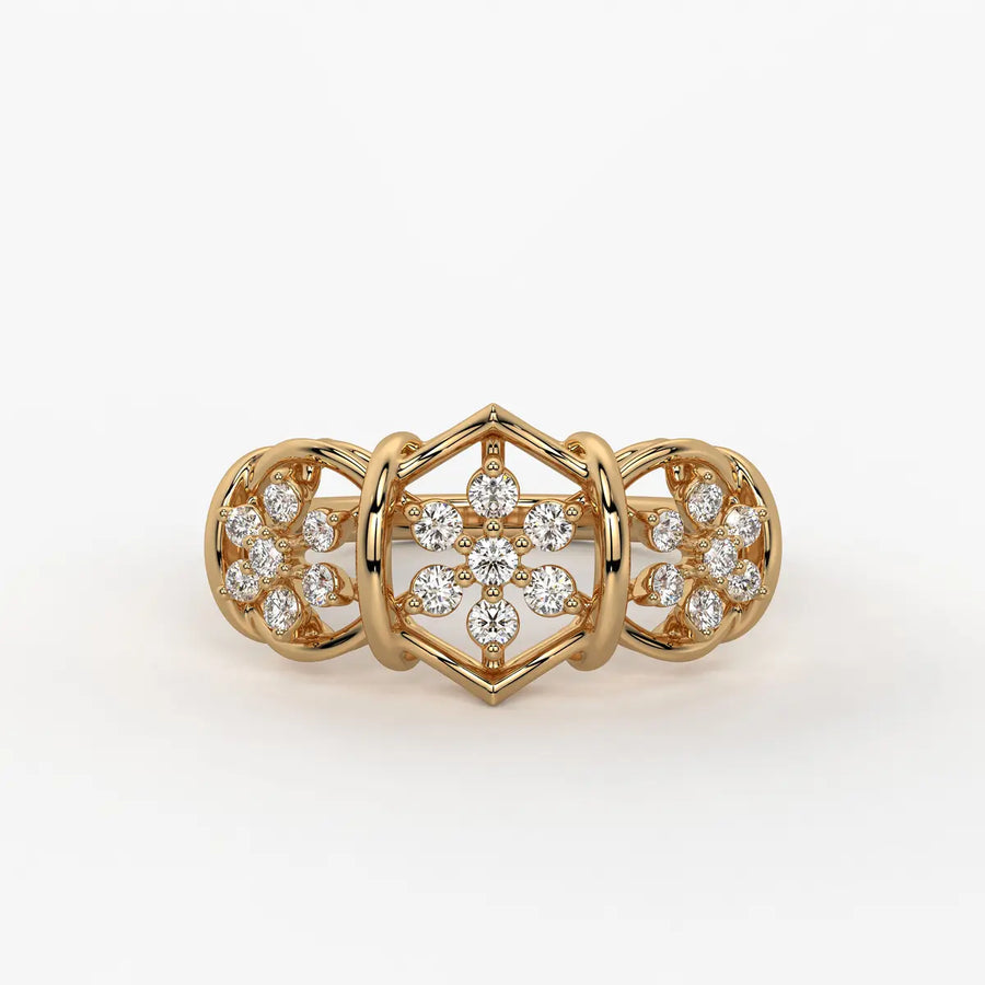 Celestara Floral Halo Statement Ring
