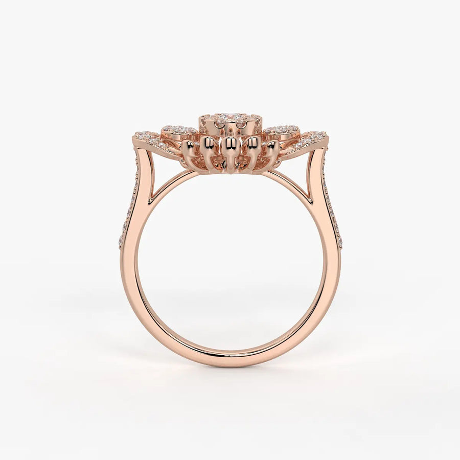 Solviera Radiant Halo Bloom Diamond Ring