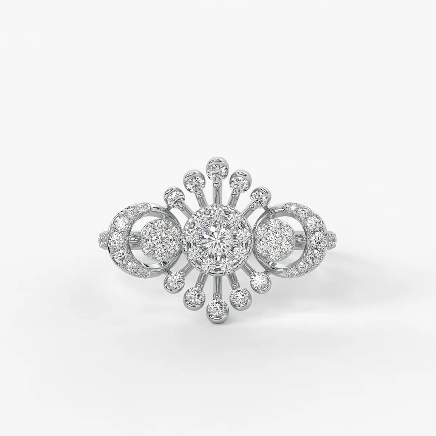 Solviera Radiant Halo Bloom Diamond Ring