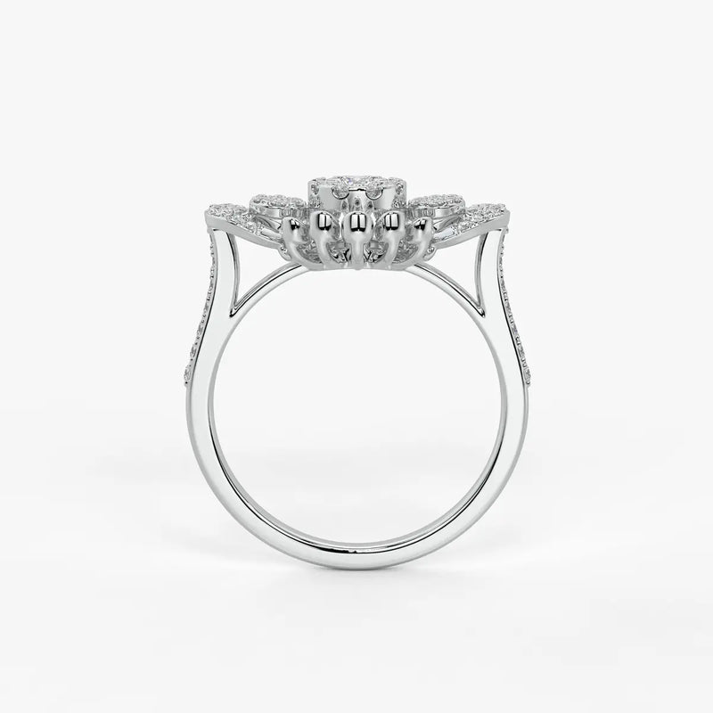 Solviera Radiant Halo Bloom Diamond Ring