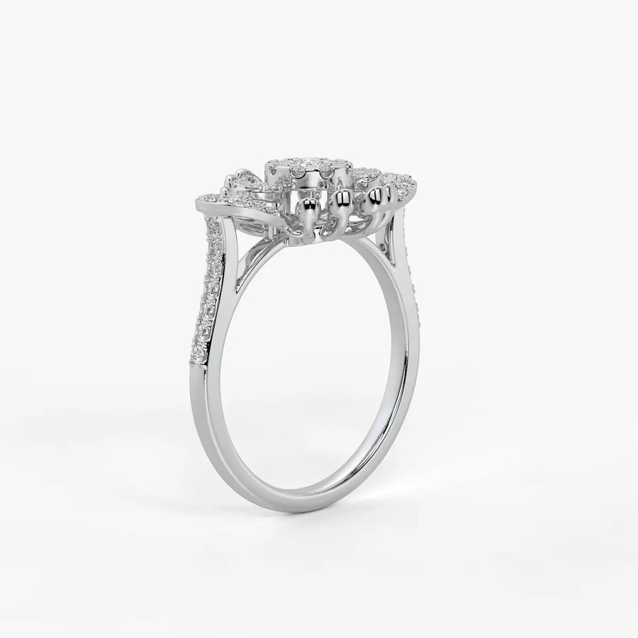 Solviera Radiant Halo Bloom Diamond Ring