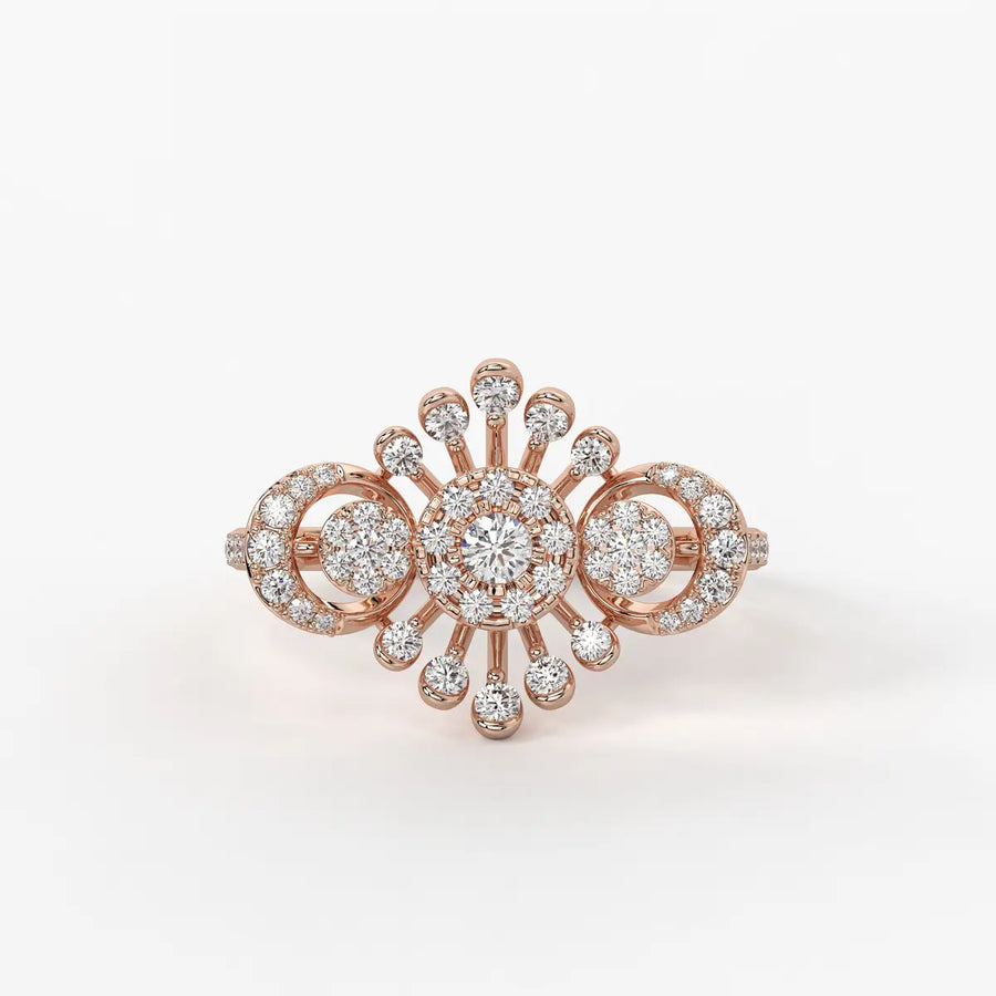 Solviera Radiant Halo Bloom Diamond Ring