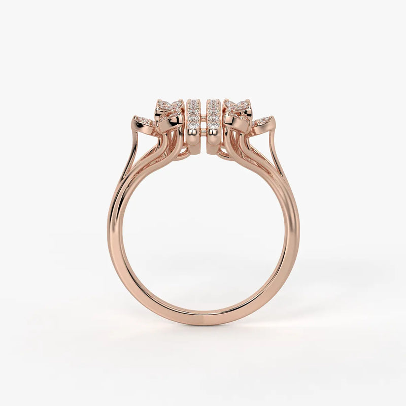 Auravelle Twin Line Petal Spark Ring