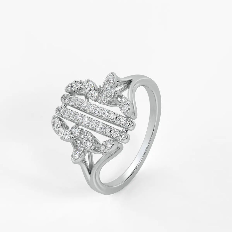 Auravelle Twin Line Petal Spark Ring