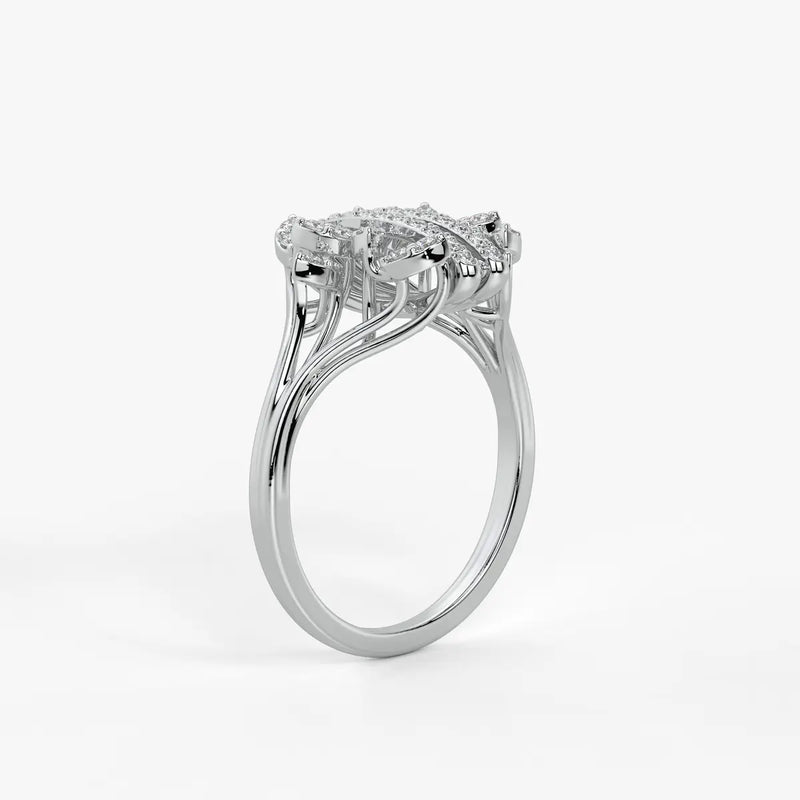 Auravelle Twin Line Petal Spark Ring