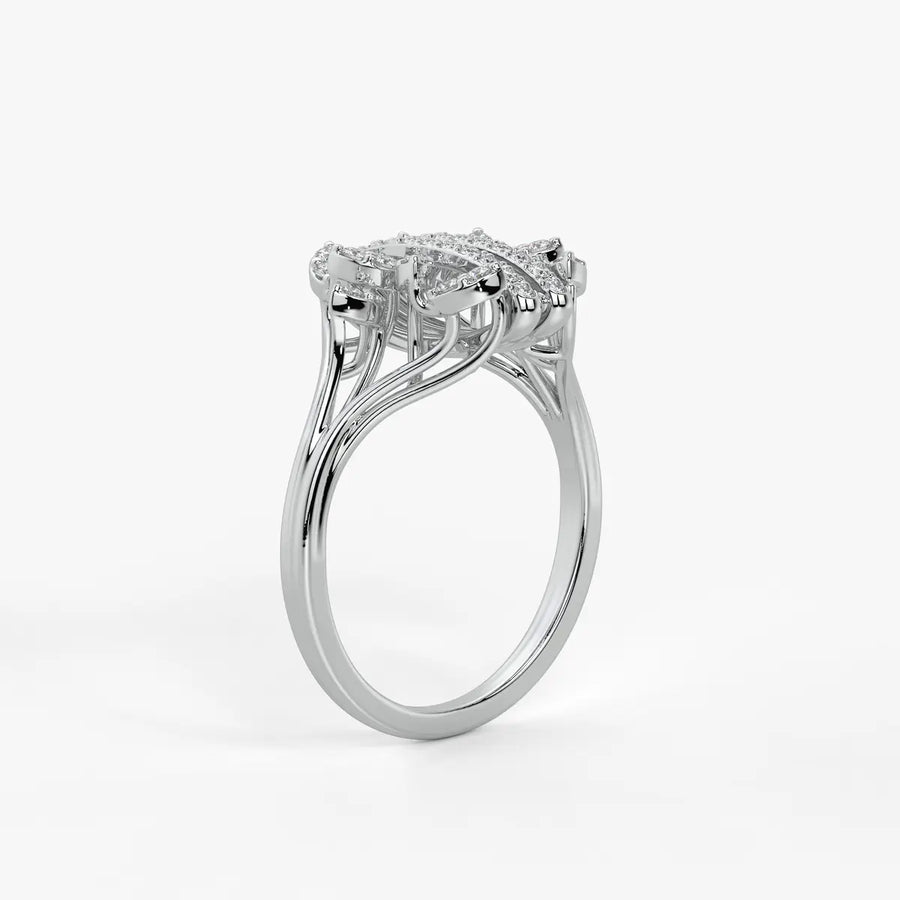 Auravelle Twin Line Petal Spark Ring