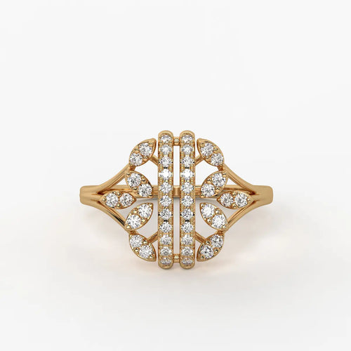 Auravelle Twin Line Petal Spark Ring