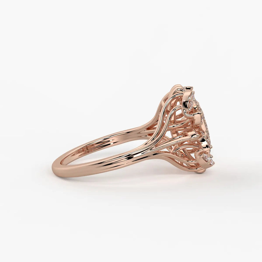 Auravelle Twin Line Petal Spark Ring