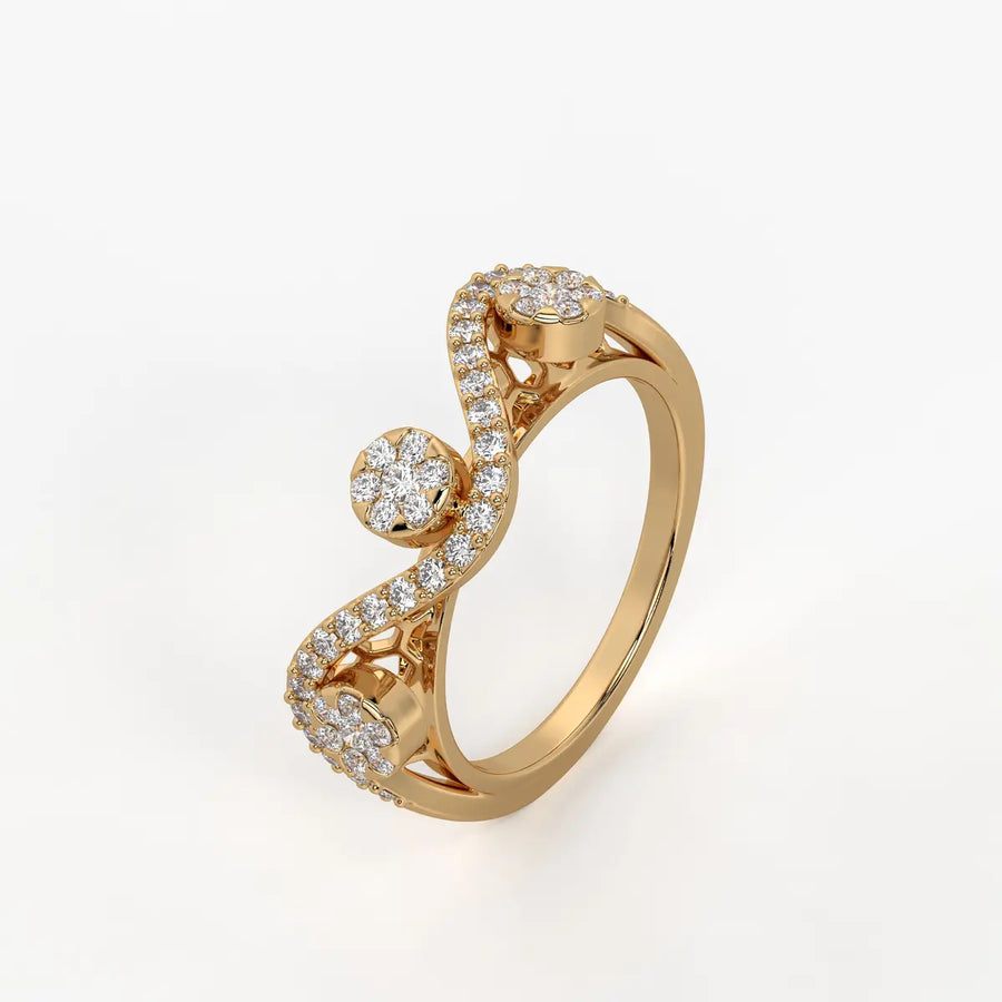 Ziya Floral Swirl Wave Ring