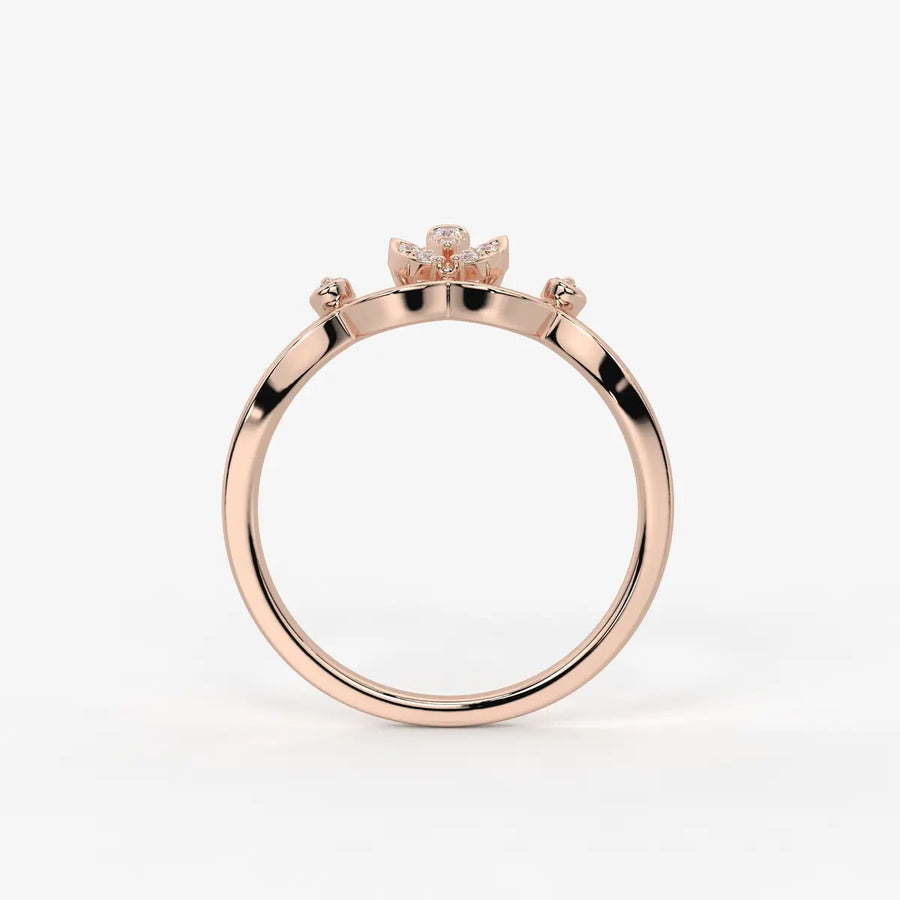Aurvielle Diamond Lotus Crest Ring