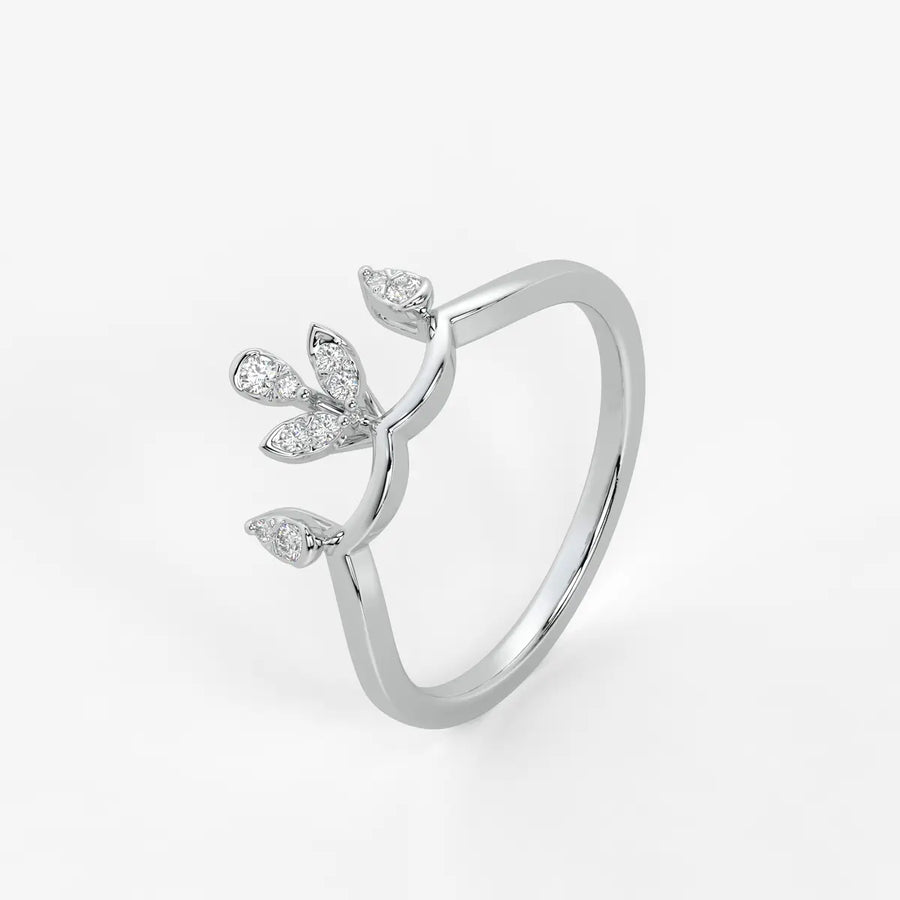 Aurvielle Diamond Lotus Crest Ring
