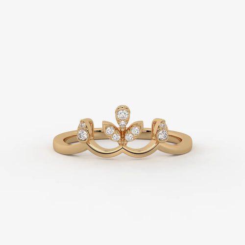 Aurvielle Diamond Lotus Crest Ring
