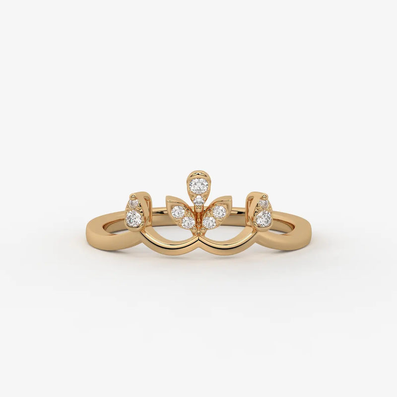 Aurvielle Diamond Lotus Crest Ring