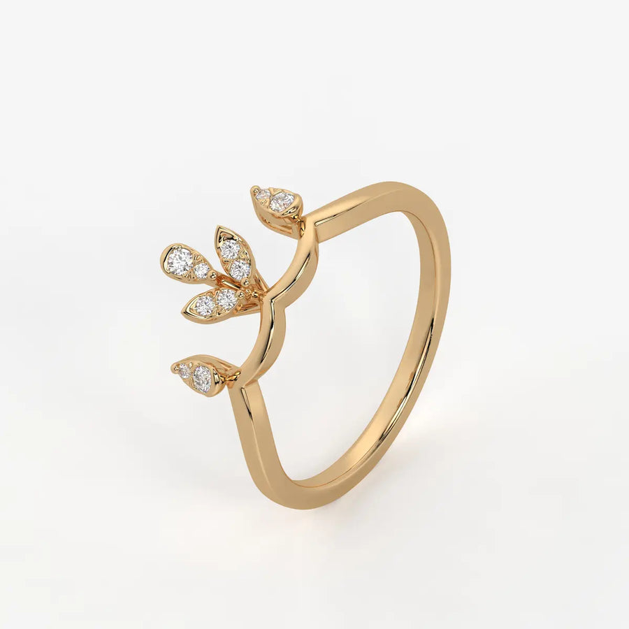 Aurvielle Diamond Lotus Crest Ring