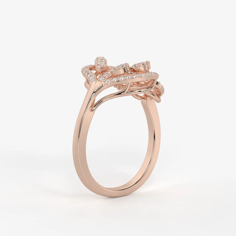 Zevara Diamond Plume Aura Ring