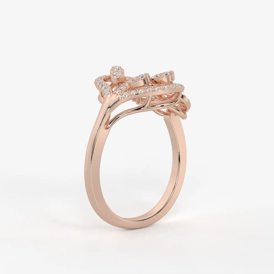 Zevara Diamond Plume Aura Ring