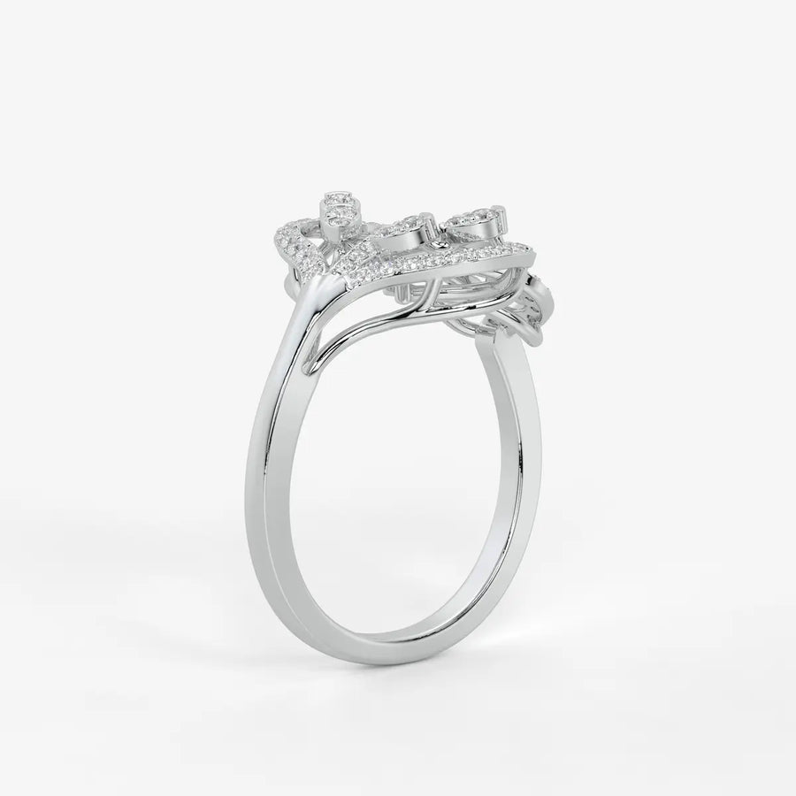 Zevara Diamond Plume Aura Ring