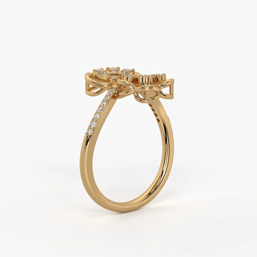 Mirevya Diamond Butterfly Bloom Ring