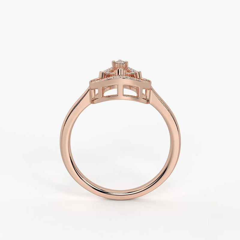 Elarique Diamond Aureole Drop Ring