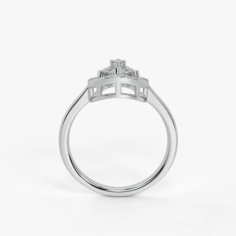 Elarique Diamond Aureole Drop Ring