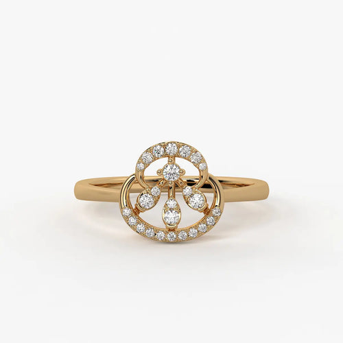 Elarique Diamond Aureole Drop Ring