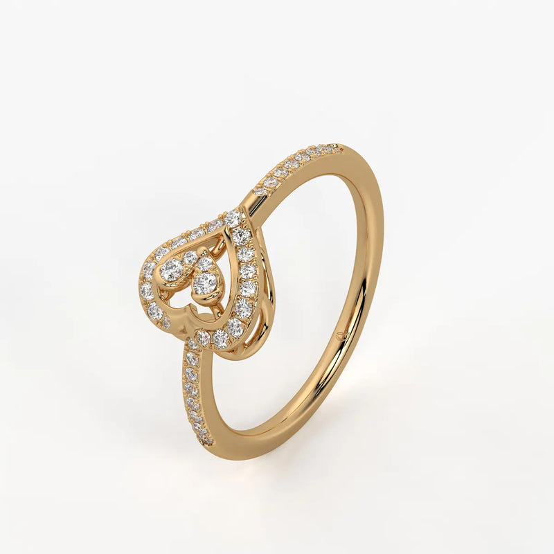 Drifted Heartline Diamond Ring