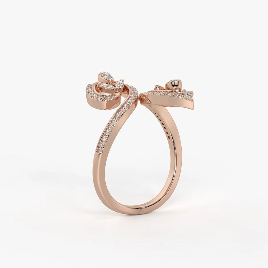 Rudraveer Diamond Twin-Leaf Ring