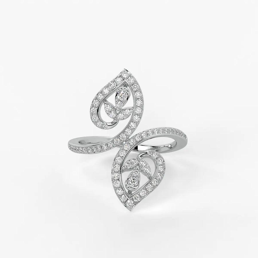 Rudraveer Diamond Twin-Leaf Ring