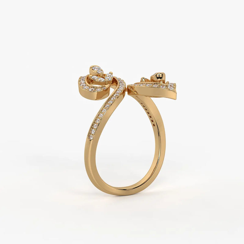Rudraveer Diamond Twin-Leaf Ring