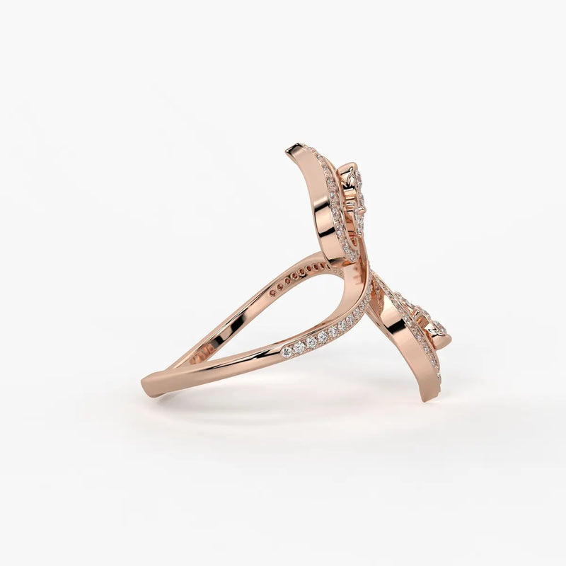 Rudraveer Diamond Twin-Leaf Ring