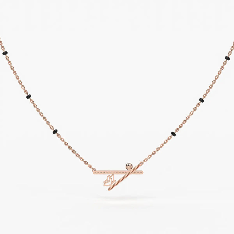 Pearl Accent Diamond Bar Mangalsutra