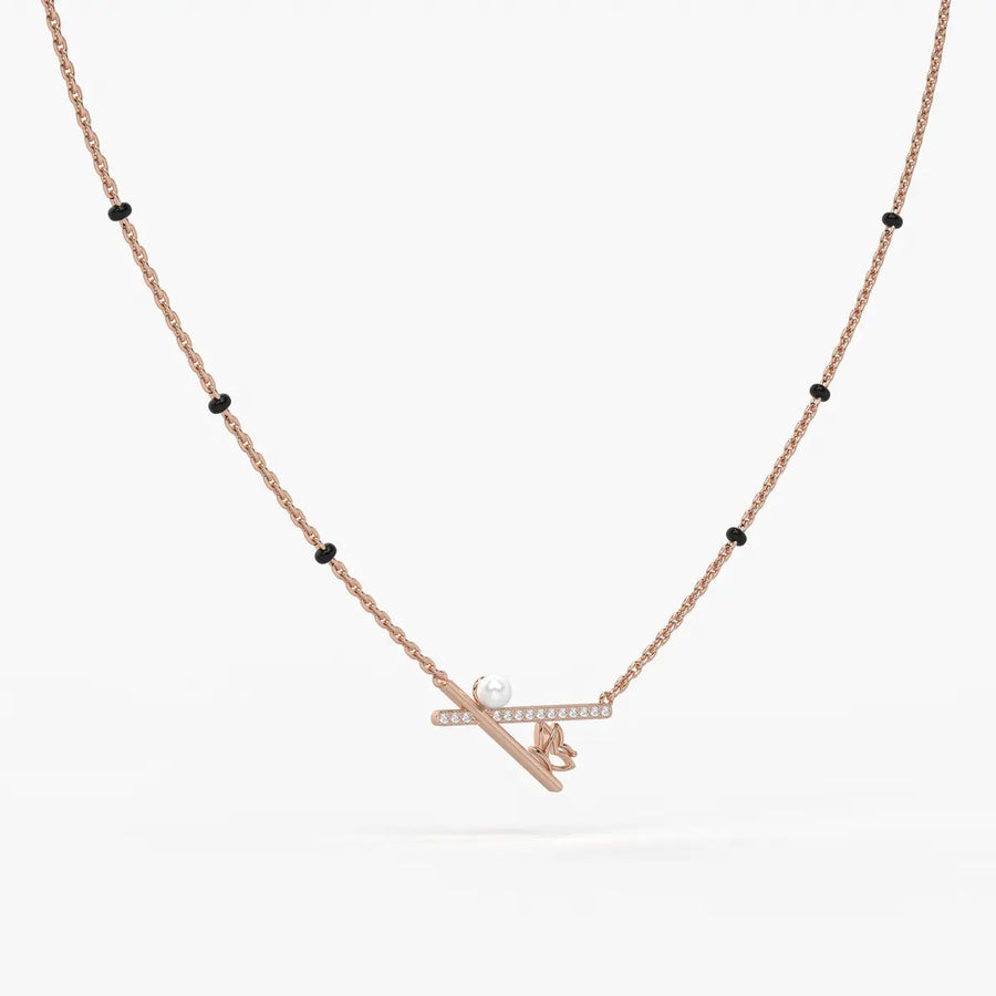 Pearl Accent Diamond Bar Mangalsutra