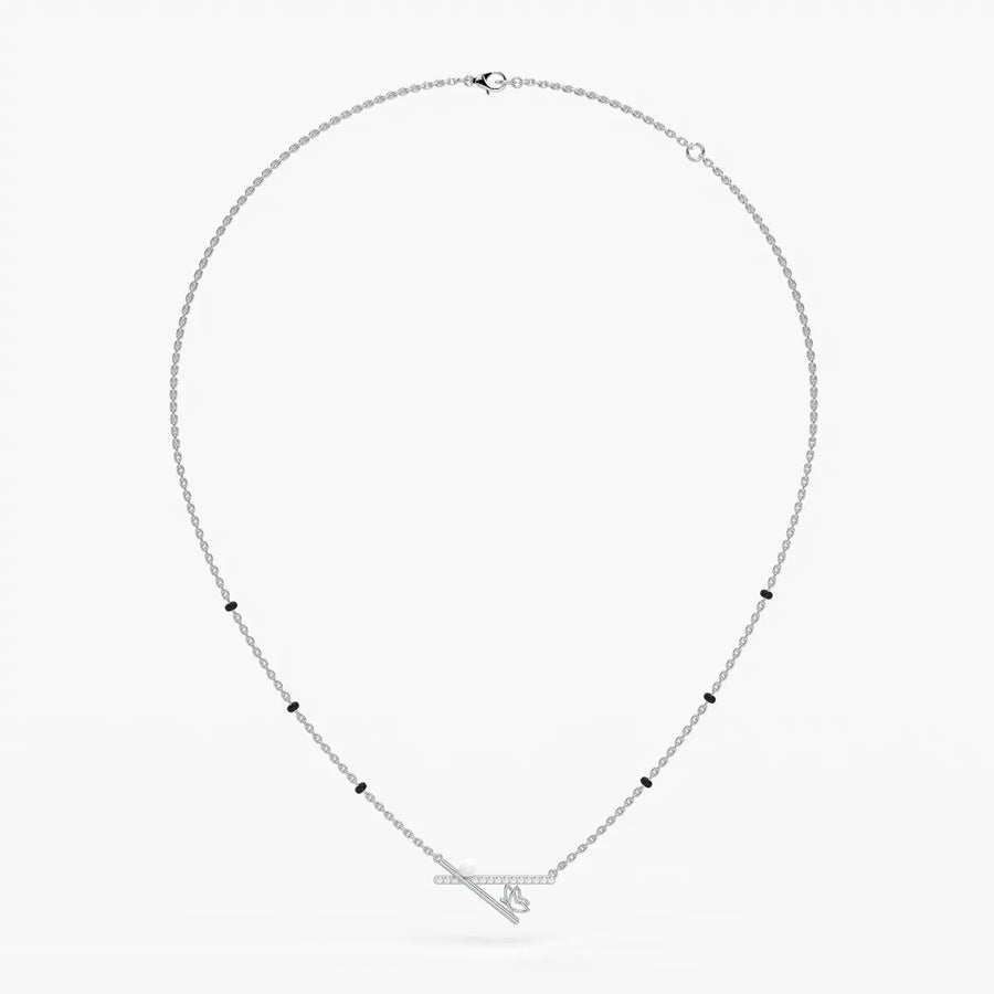 Pearl Accent Diamond Bar Mangalsutra