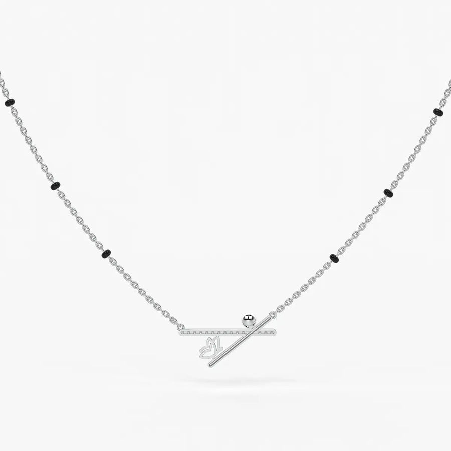 Pearl Accent Diamond Bar Mangalsutra