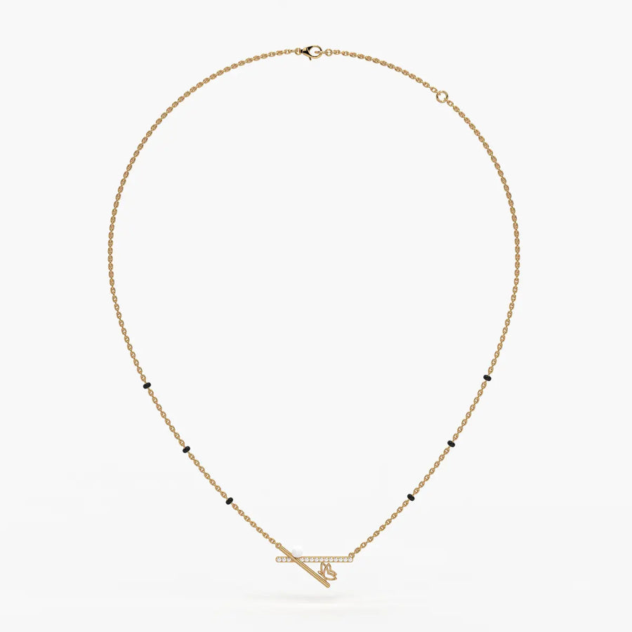 Pearl Accent Diamond Bar Mangalsutra