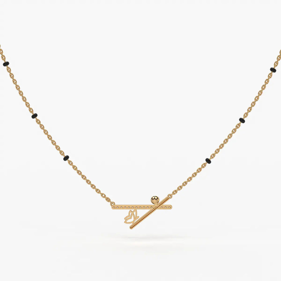 Pearl Accent Diamond Bar Mangalsutra