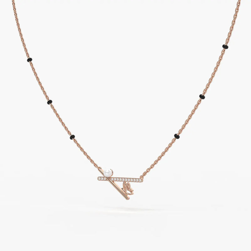 Pearl Accent Diamond Bar Mangalsutra